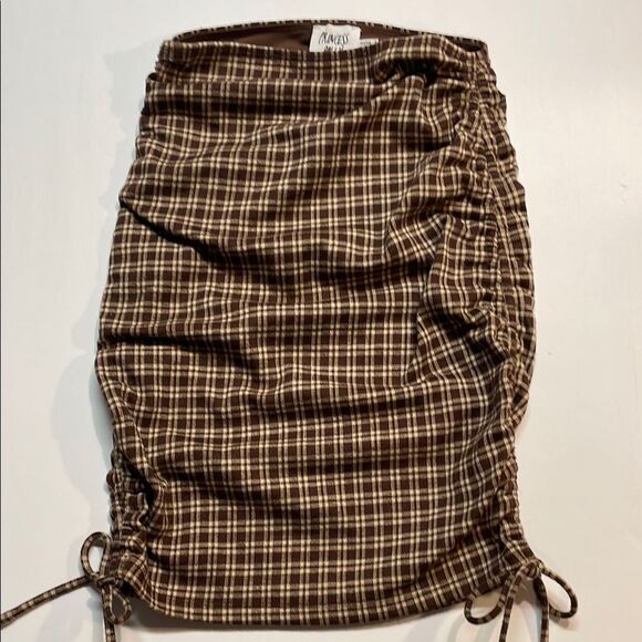 Princess Poly Womens Brown Plaid Bodycon Mini Skirt Sz 4 - Picture 1 of 8
